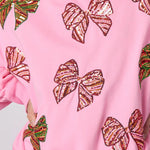Christmas Bow Sequin Loose Casual Long Sleeve Sweatshirt