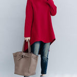 Loose Turtleneck Cropped Sweatshirt