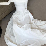 Long Sleeves Pleated Solid Color Split-Joint Off-The-Shoulder Maxi Dresses