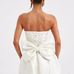Sexy fashion jacquard tube top bow short dress