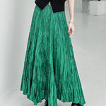 A-Line Irregular Clipping High-Waisted Pleated Solid Color Skirts