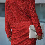A-Line Loose Asymmetric Sequined Solid Color One-Shoulder Mini Dresses