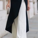 Black & White One-Shoulder Tunic & Wide-Leg Trouser Set