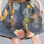 Original Floral Wide Leg Denim Shorts Bottoms