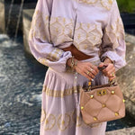 Mustard yellow printed horizontal skirt