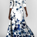 Temperament waist slim fit V-neck long sleeve dress