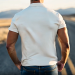 Men's Spring Fashion Retro Western Style Suede Short Sleeve Polo Shirt