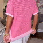 Striped Polo Neck Knit Set