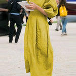 Half Sleeves Loose Solid Color Round-neck Maxi Dresses