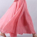 Casual A-Line Elastic Waist Solid Color Skirts