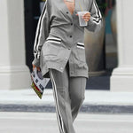 High Waisted Split-Joint Striped Pants Trousers