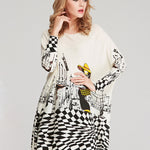 Vintage Loose Printed Split-Joint Sweater