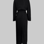 Half Sleeves Loose Rhine Stones Split-Joint Round-Neck Maxi Dresses