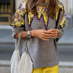 Loose knitted sweater with sequins