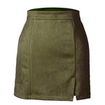 High-waist zipper autumn and winter A-line solid color skirt