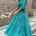 Special Treat Printed Elastic Waist Shirt Maxi Dress