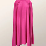 Simple Batwing Sleeves Lace-Up Solid Color High-Neck Midi Dresses