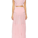 Stunning Chiffon Ruched Shoulder Short Sleeve Crop Top