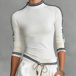 Long Sleeves Skinny Solid Color Mock Neck T-Shirts