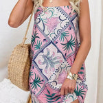 Spaghetti Strap Unique Print Mini Dress
