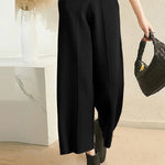 Ninth Pants Wide Leg Solid Color Pants Trousers