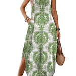 Casual V-neck halter slit bohemian beach resort maxi dress