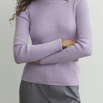 Long Sleeves Skinny Solid Color High Neck Pullovers Sweater Sweater Tops