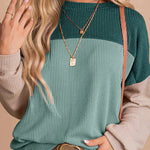 Colorblock corduroy long-sleeve top