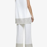 Simple But Not Simple Sequin Trim Back Elastic Waist Crop Loose Pants