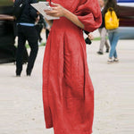 Half Sleeves Loose Solid Color Round-neck Maxi Dresses
