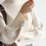 Simple Loose Solid Color High-Neck Sweater