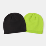 2 Pieces Solid Color Outdoor Cycling Warm Knit Beanie Hat