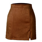 High-waist zipper autumn and winter A-line solid color skirt