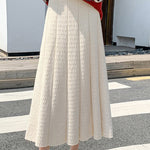 Pleated skirt slimming high-waisted mid-length with sweater A-line skirt