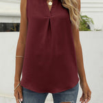 Solid color chiffon shirt loose V-neck pullover sleeveless top vest