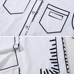 Simple White Black Contrast Color Printed Blouse