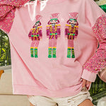 Christmas Casual Loose Round Neck Sequined Sleeve Sweatshirt