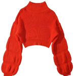 Loose Turtleneck Puff Sleeve Thick Sweater