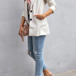 FASHION AFFAIRS POCKETED FAUX LEATHER BLAZER