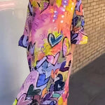 Casual Print Basic V Neck Long Sleeve Dresses