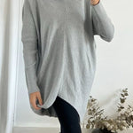 Perfect Winter Walks Knit Turtleneck High-low Hem Loose Midi Sweater