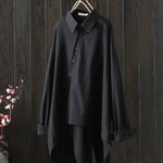 Urban Loose Black White Long Sleeves Irregular Blouse