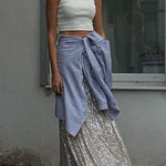 High Waist Sparkle Floor Length Sequin Skirt