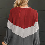 Medium Grey Color Block Corded Tunic Long Sleeve Top