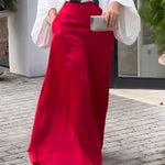 High Waisted Loose Pockets Solid Color Pants Trousers
