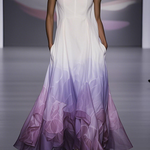 A-Line Loose Floral Printed Gradient Split-Joint V-Neck Maxi Dresses