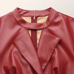 Long Sleeves Hollow Solid Color High-Neck Maxi Dresses