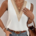 Loose Sleeveless Split-Joint V-Neck Blouses Vest Top