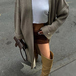 Warm Harvest Knit Button Detail Belted Duster Maxi Cardigan
