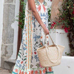 Marisol Linen Blend Unique Print A-line Slip Loose Maxi Dress